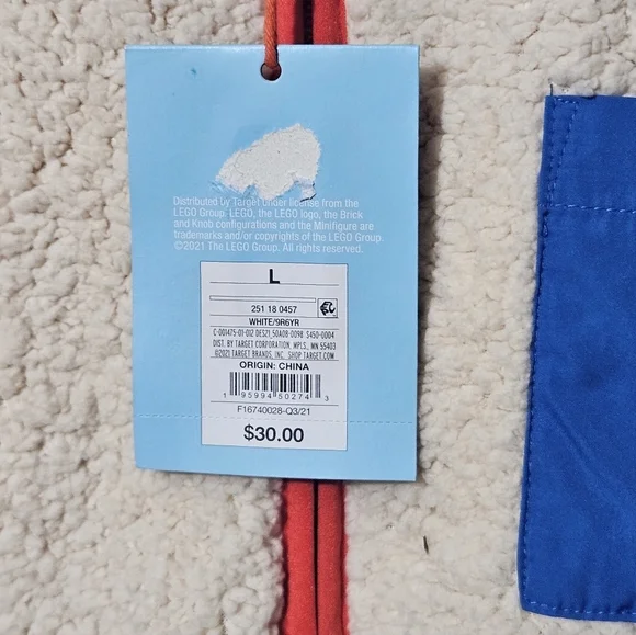 Cream Lego Sherpa Jacket with Red Trim and Blue Accents Kids - Picture 5 of 9